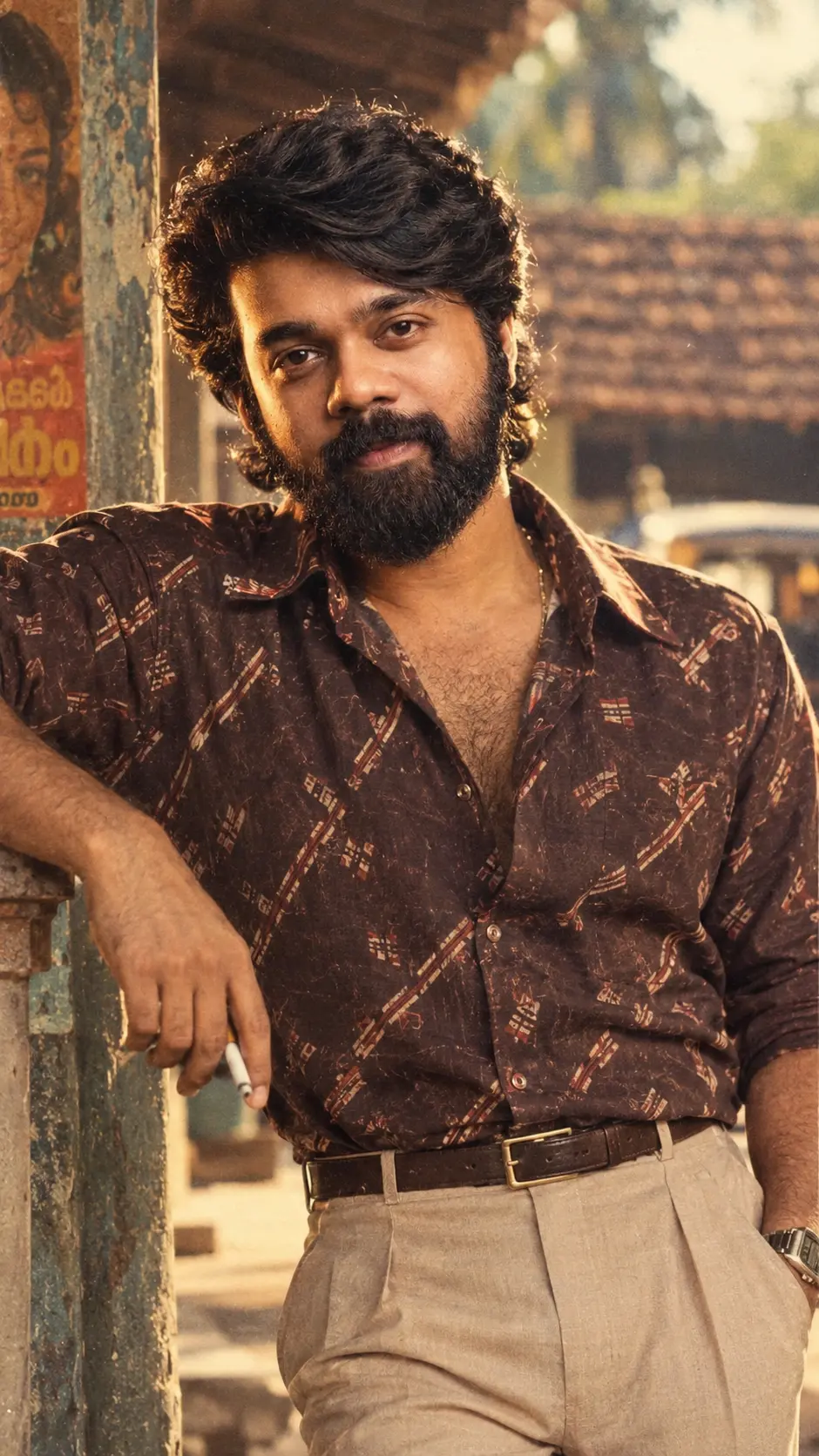 1980s Kerala retro portrait prompt for men
